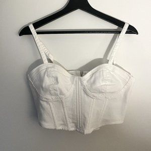 NWT ZARA WHITE DENIM CORSET STYLE TOP (Perfect Bachelorette / Going Out Top!)